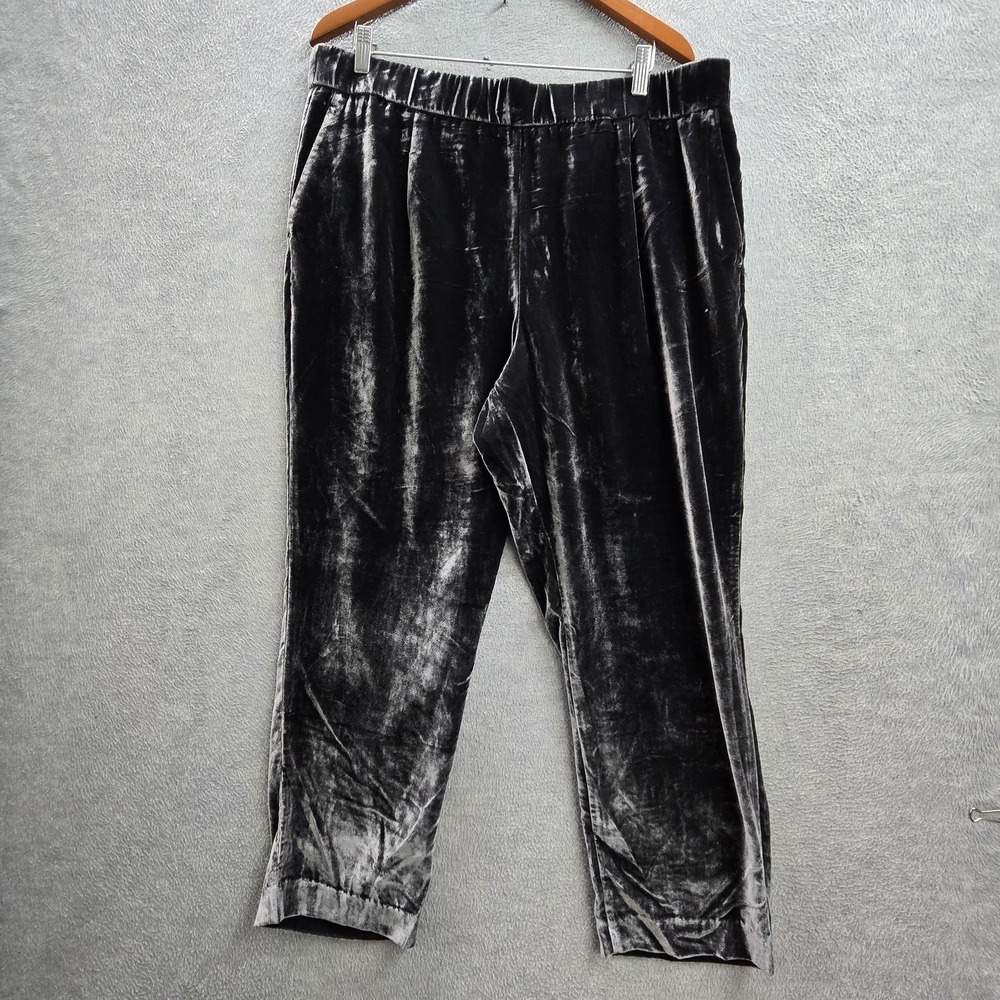 Ann Taylor Women Pants XL Black Nylon Viscose Velour Pants‎ 25" Inseam NWT